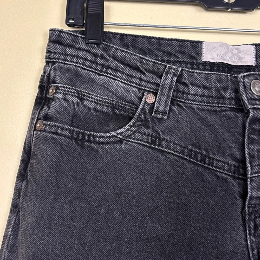FREE PEOPLE We The Free Yoke Straight Leg Jeans Washed Black Women Size 28 Denim